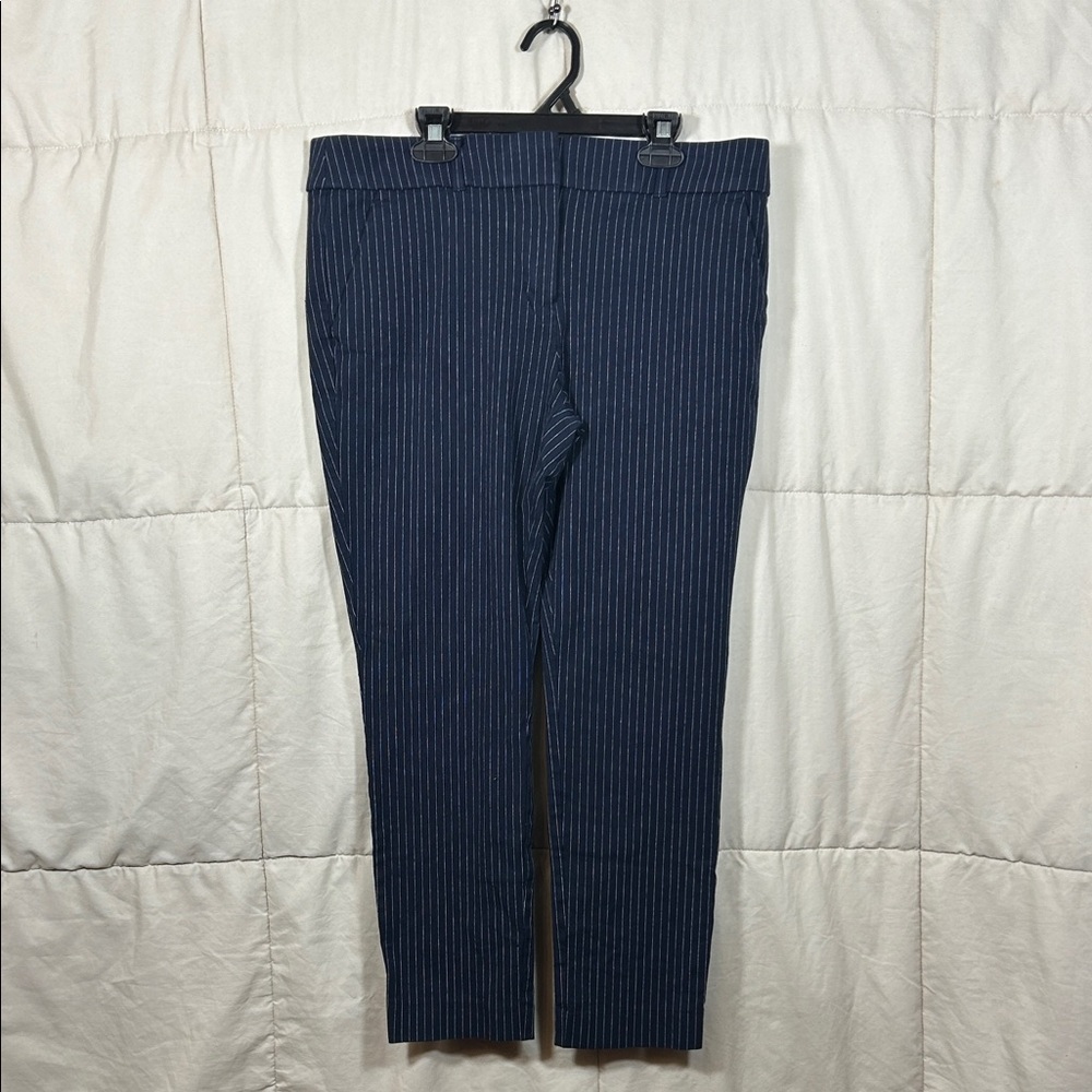 LOFT Navy Pinstripe Ankle Pants